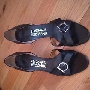 Salvatore Ferragamo Black Strappy Heels